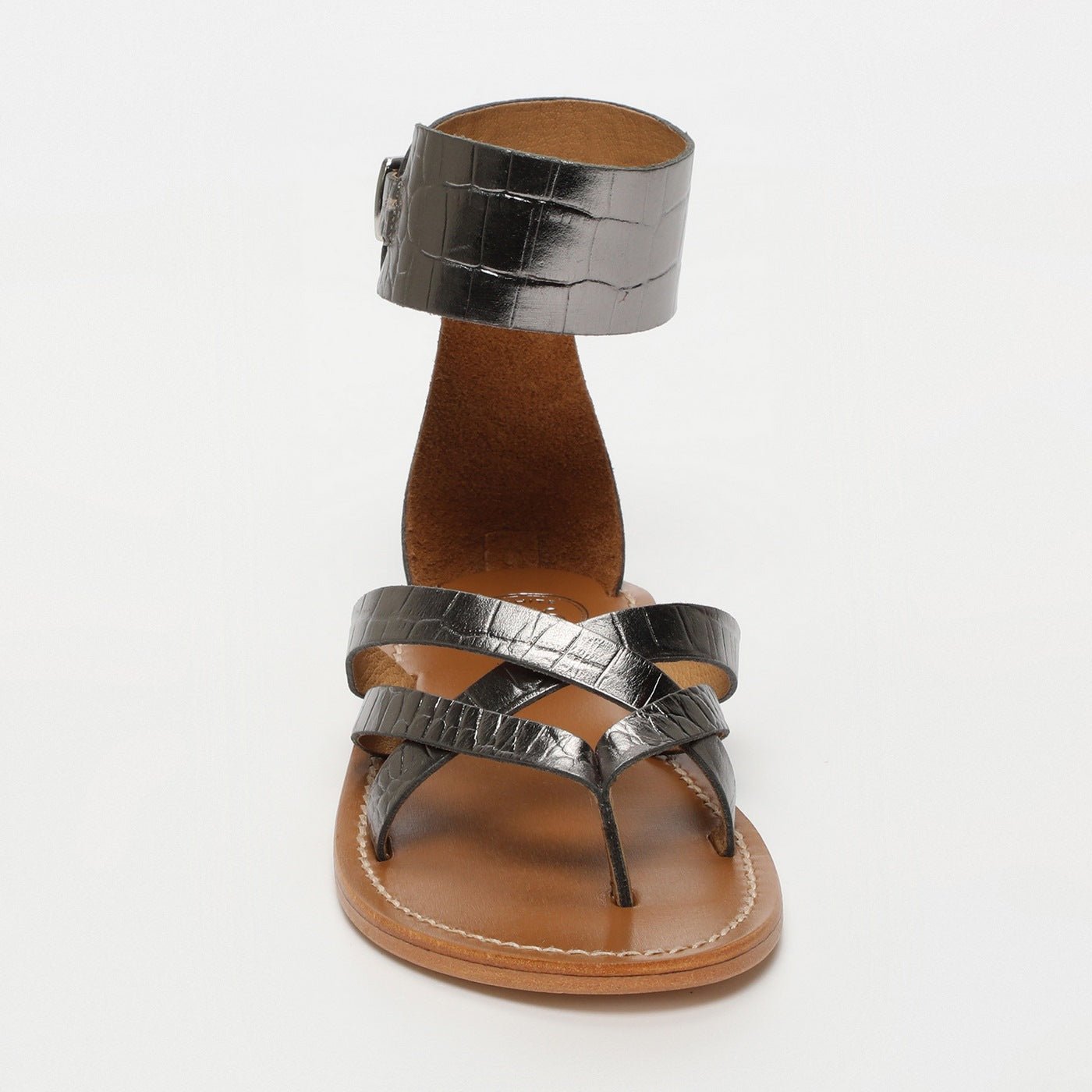 White Sun - Sandalias con cierre de tobillo Manoa - Pewter Croco - Mujer