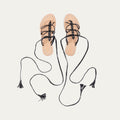 Navy Black Leather Sandals