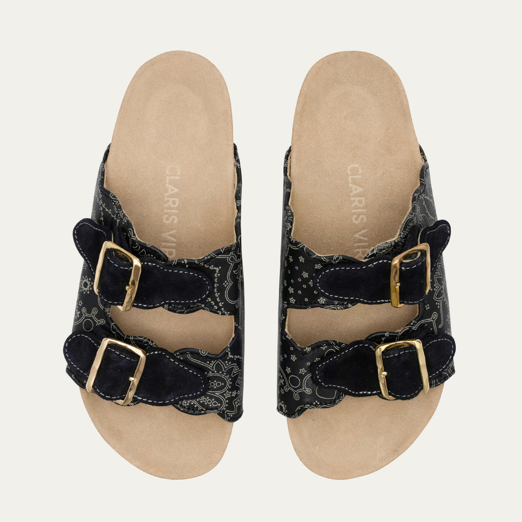 Odette Bandana Black Nappa Leather Sandals