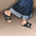 Odette Bandana Black Nappa Leather Sandals