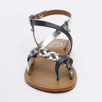 White Sun - Sandales Entre-Doigts Evantail - Marine, Argent Et Or - Femme