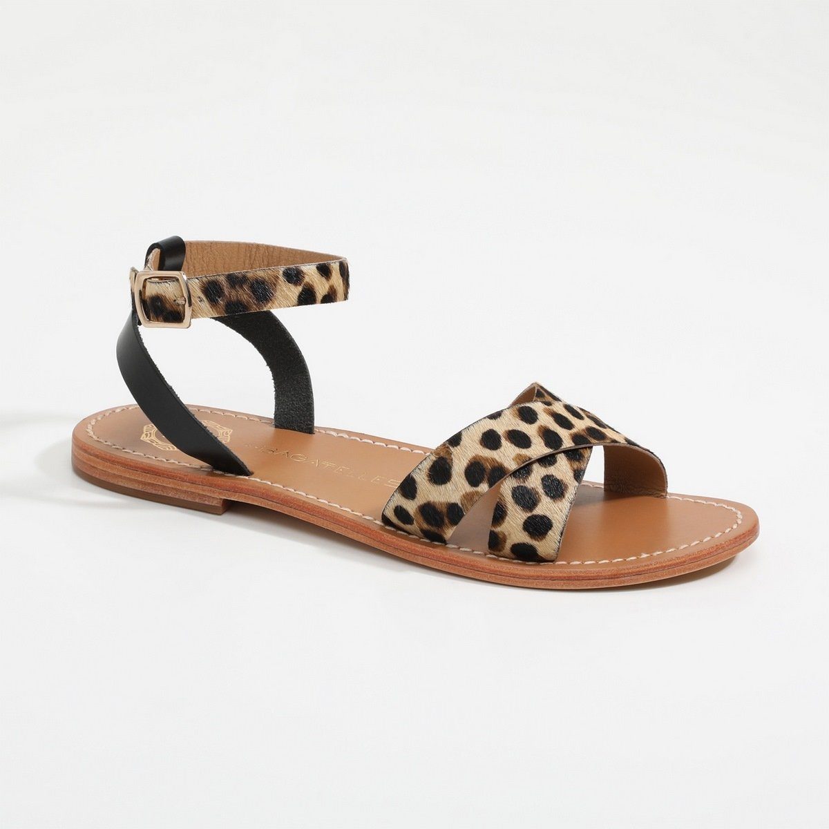 Les Bagatelles - Brione Sandals - Black and Leopard