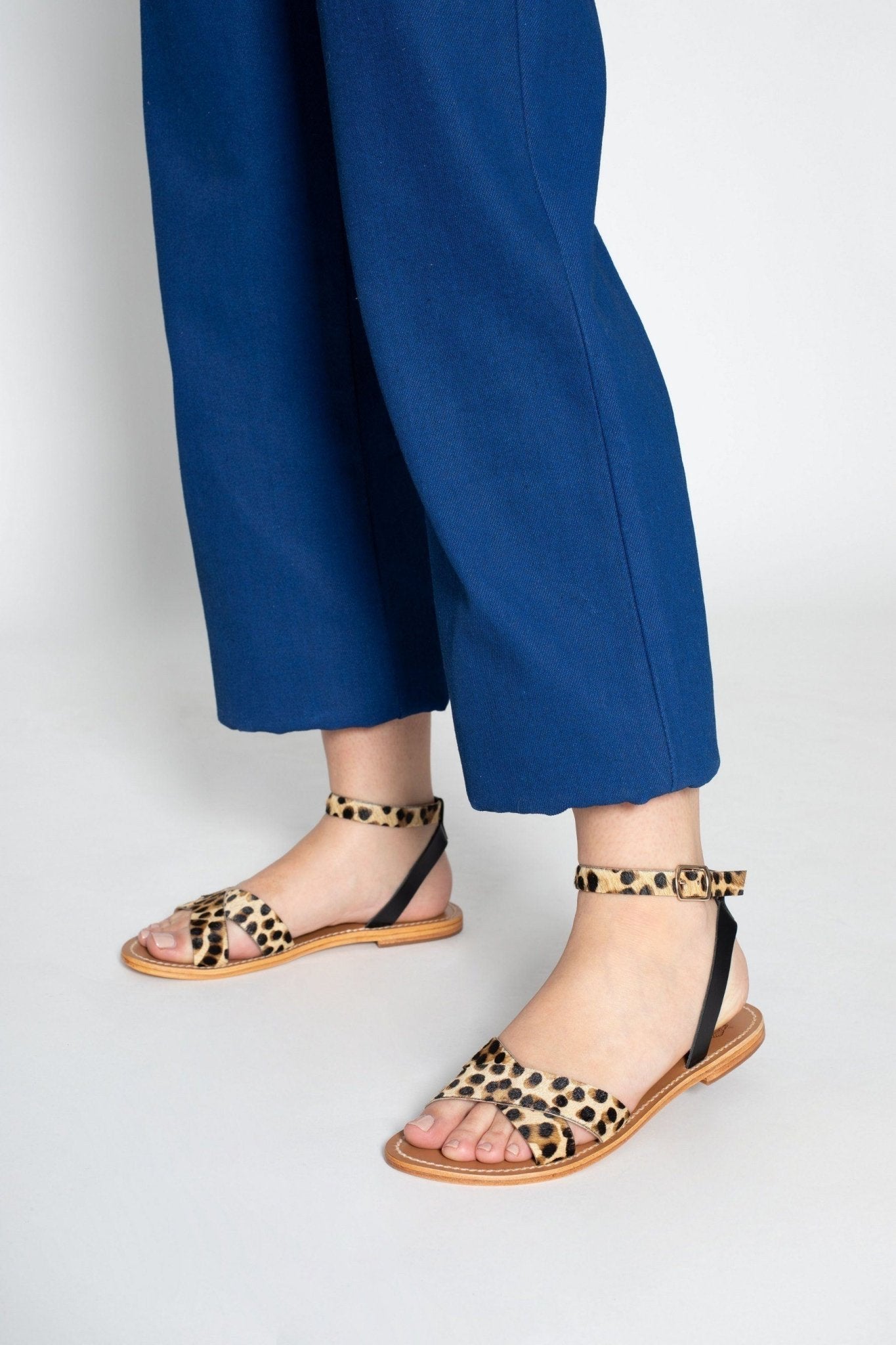 Les Bagatelles - Brione Sandals - Black and Leopard