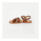 White Sun - Sandales Eneya - Tan Croco Print Goat - Marron Croco