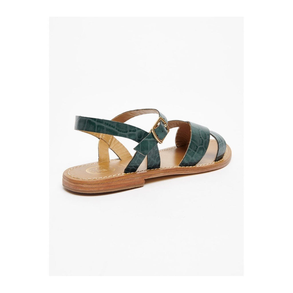 White Sun - Sandales Eneya - Green Croco Print Goat - Green Croco