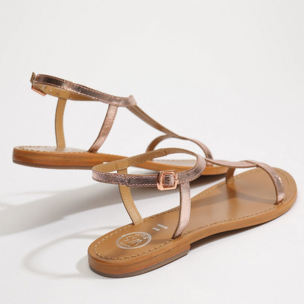 White Sun - Sandalias Miramar - Cow Rose Gold - Goldpink