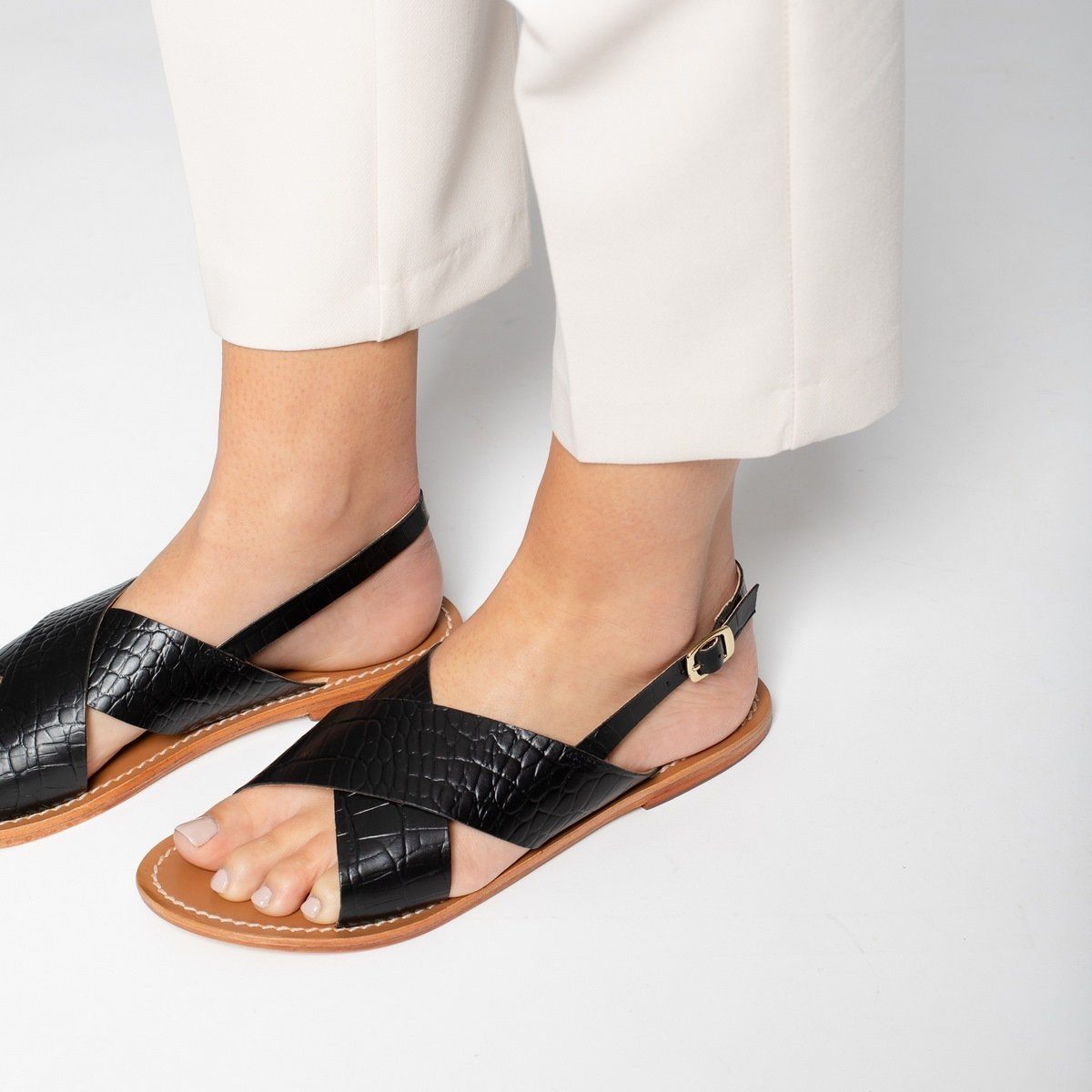 Les Bagatelles - Sandales Sibella - Black Croco