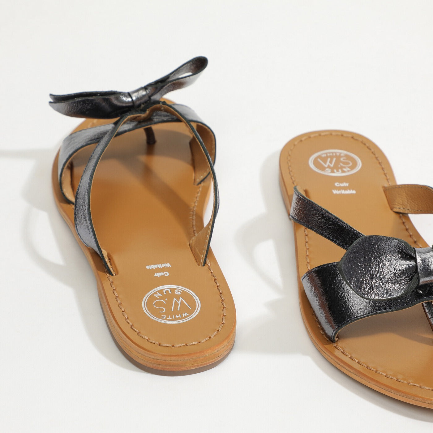 White Sun - Mules Herbita - Goat Black Metallic - Noir
