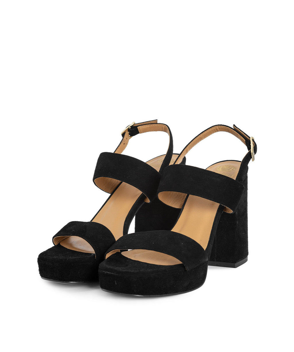 Sandales Janis - Veau Velours Noir