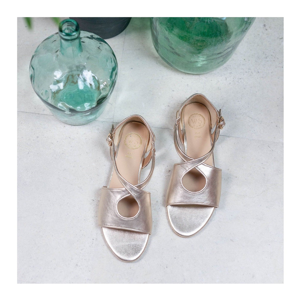 White Sun - Sandalias Kirby - Napa de oveja dorada - Dorado