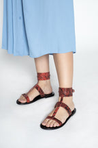 White Sun - Sandales Plates Barcari - Serpent Rouge - Femme