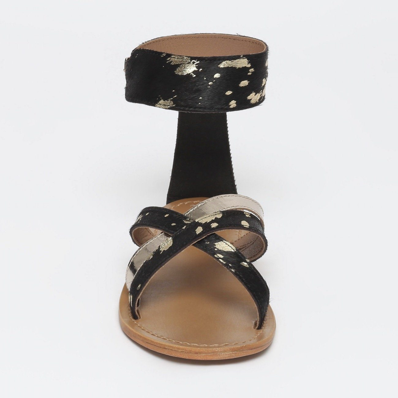 White Sun - Sandales Plates Bora - Noir Et Or - Femme