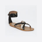 White Sun - Sandales Plates Bora - Noir Et Or - Femme