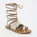 White Sun - Sandales Plates Lupita - Camel Et Or - Femme