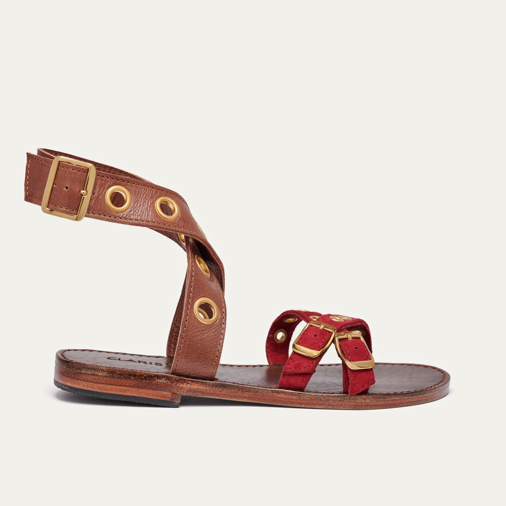 Sandales Cuir Laurette Chocolat Burgundy