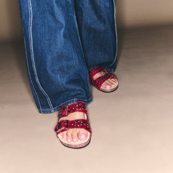 Odette Ruby Python Sandals
