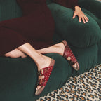 Sandales Python Suède Odette Bordeaux