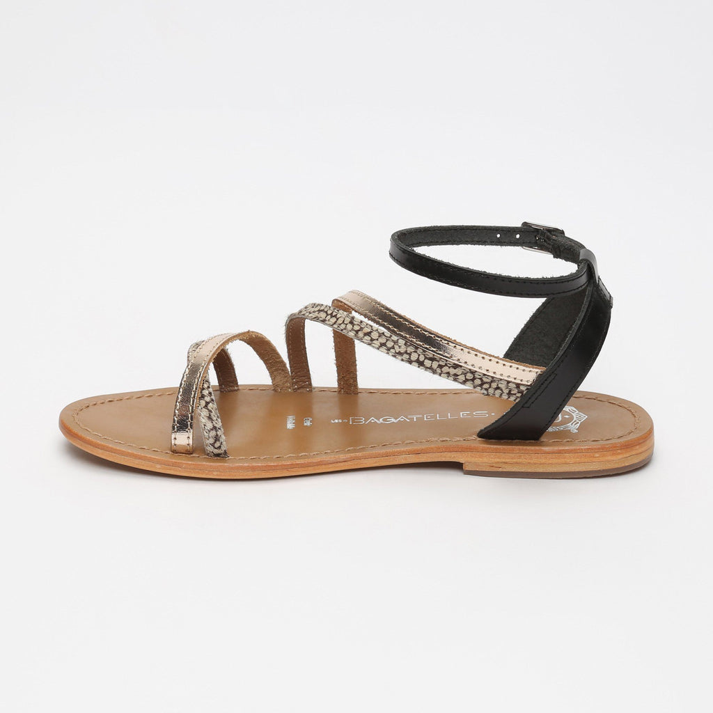 Les Bagatelles - Fatsia Sandals - Black and White and Gold