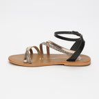 Les Bagatelles - Fatsia Sandals - Black and White and Gold