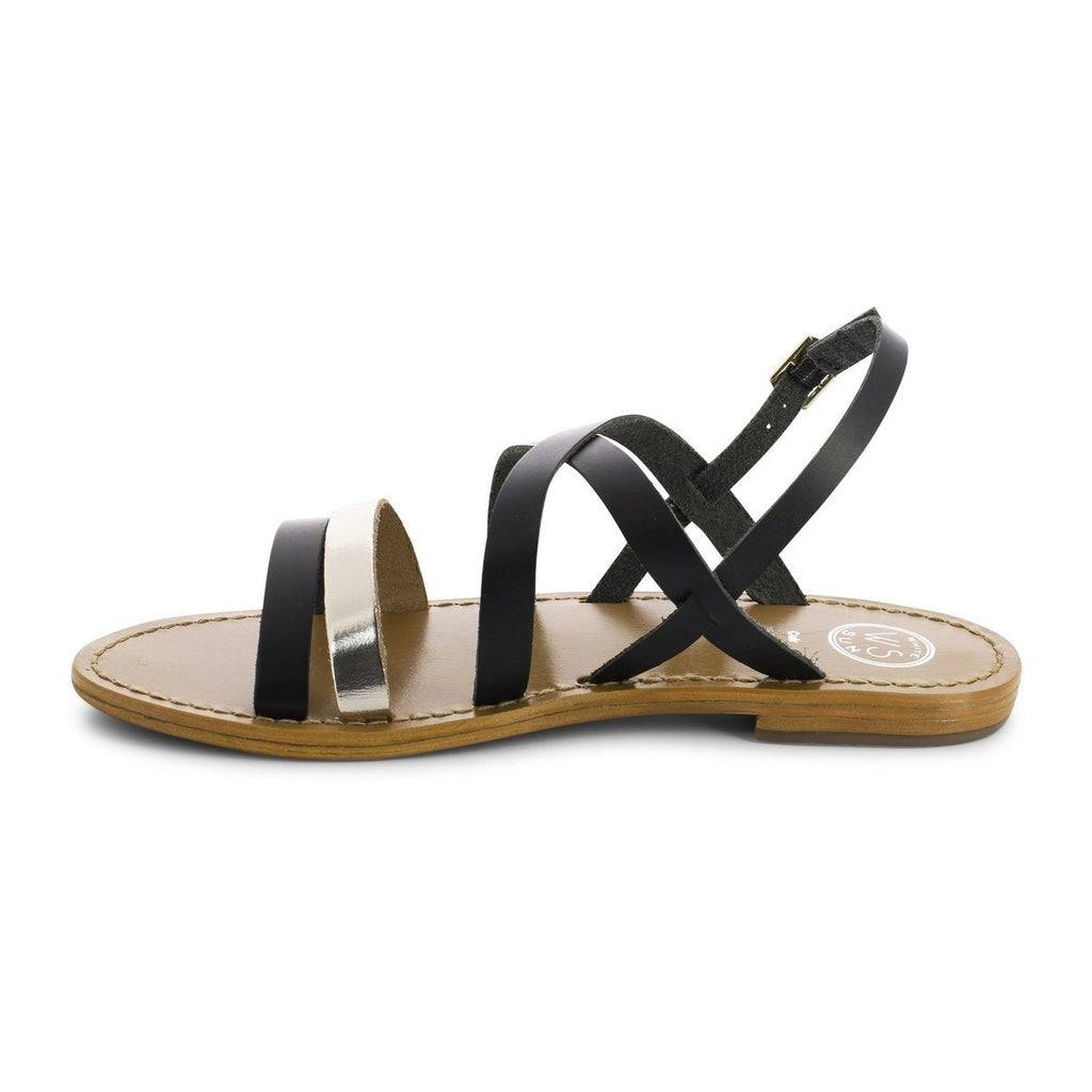 White Sun - Sandalias Paraena - Negro Buff / Oro Buff - Negro+Oro