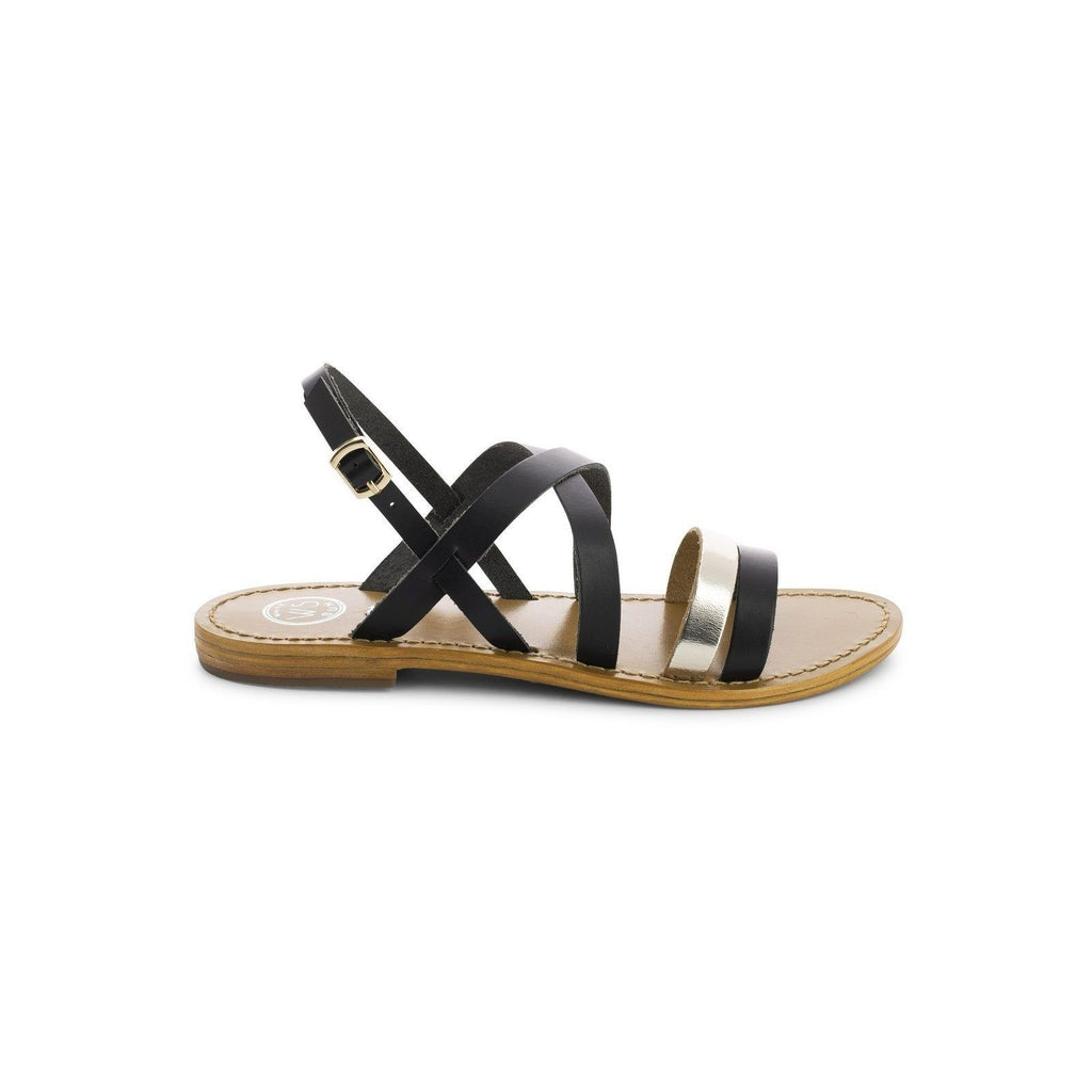 White Sun - Sandalias Paraena - Negro Buff / Oro Buff - Negro+Oro