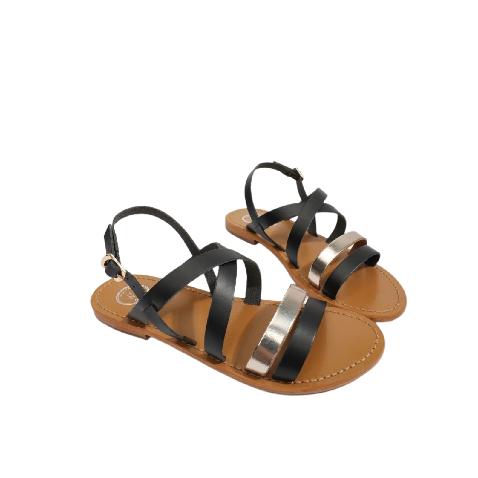 White Sun - Sandalias Paraena - Negro Buff / Oro Buff - Negro+Oro