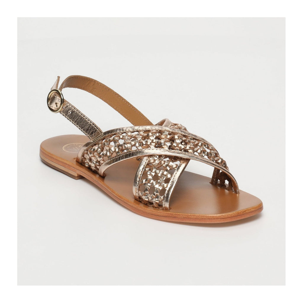 White Sun - Sandalias Baishakh - Cuero de Cabra Dorado - Dorado
