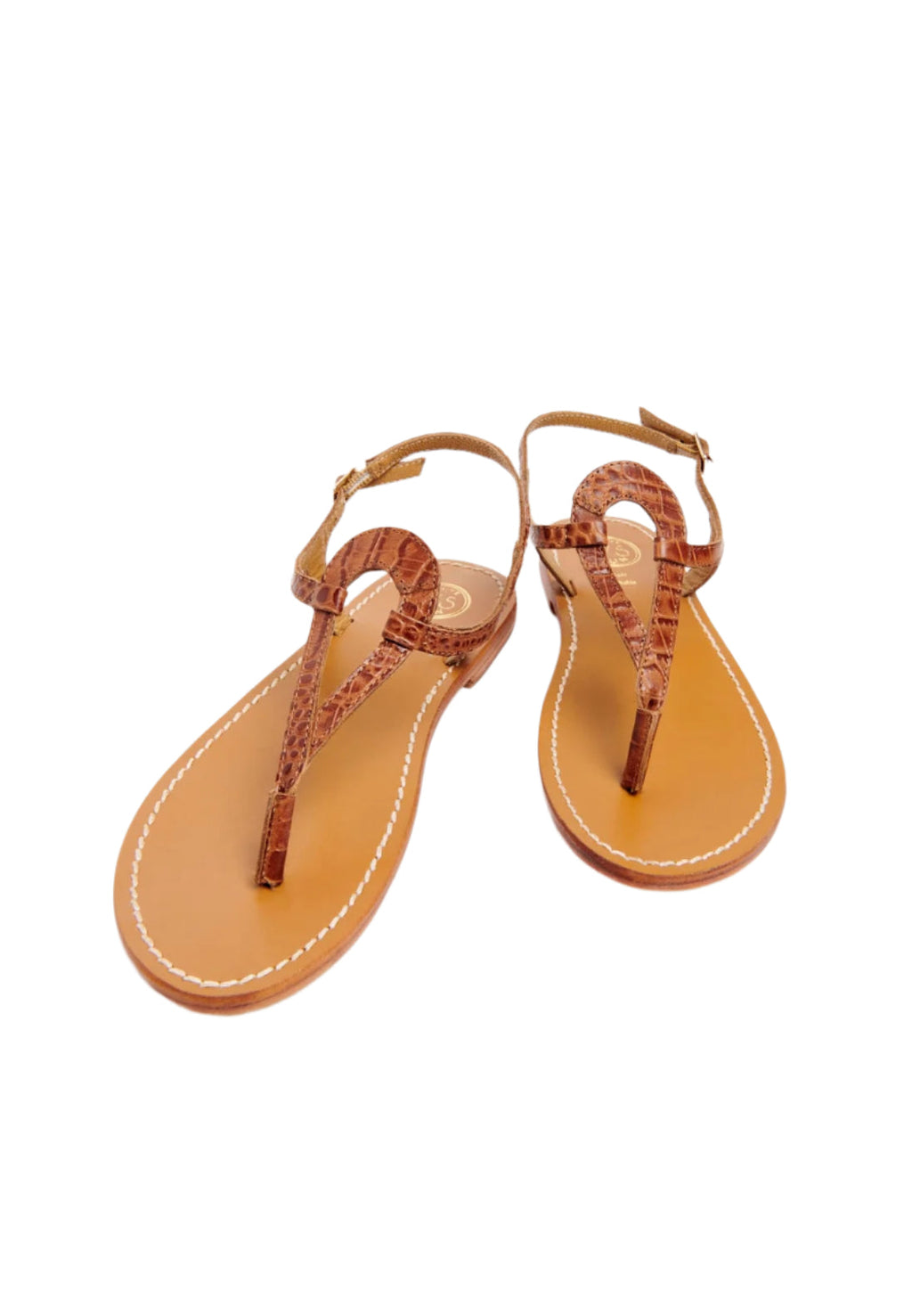 White Sun - Sandales Varde - Tan Croco Print Goat - Camel Croco