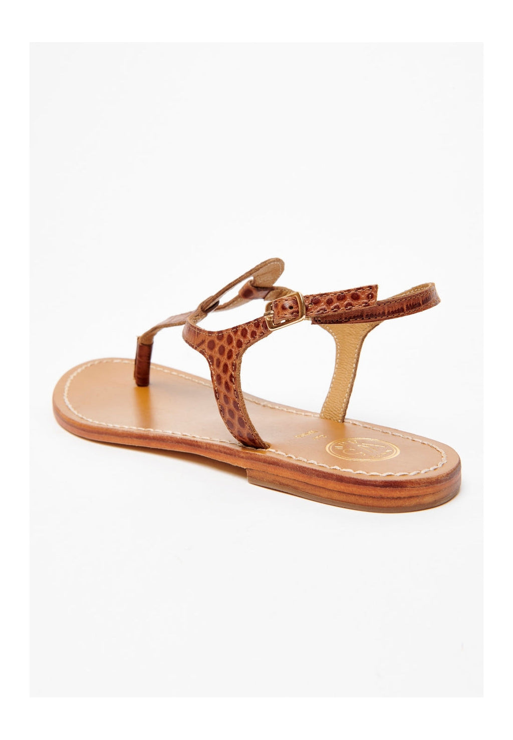 White Sun - Sandales Varde - Tan Croco Print Goat - Camel Croco