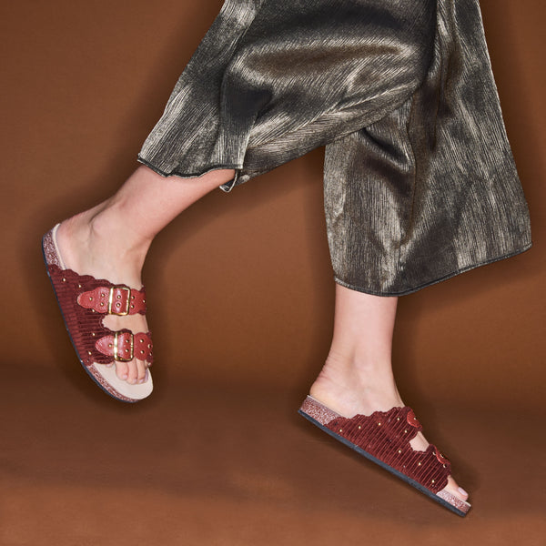 Odette Brick Velvet Sandals