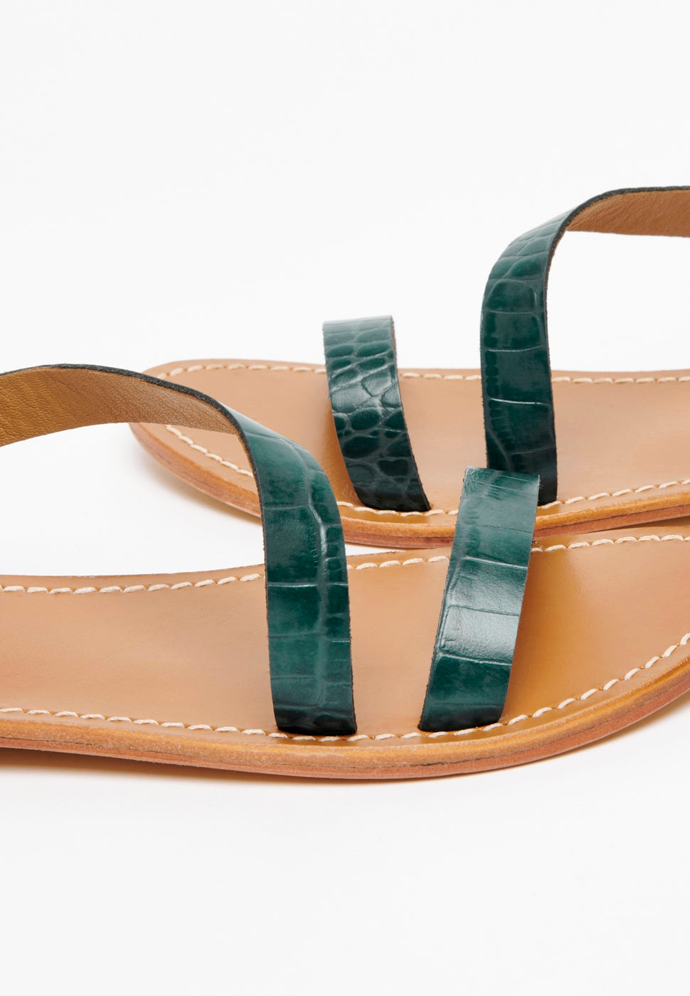 White Sun - Sandalias Xigala - Piel de cabra con estampado de cocodrilo verde - Cocodrilo verde