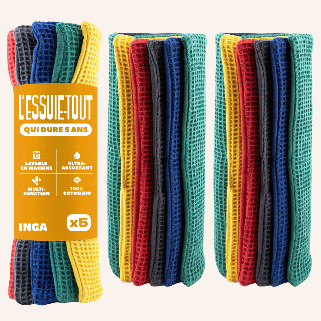 Essuie-Tout Lavable - 5 Couleurs