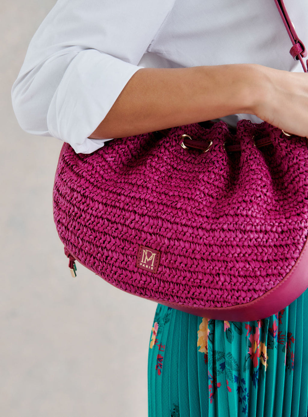 Sac Sauline Raphia - Fushia