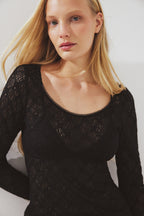 Top Scoop Neckline Lace - Nero