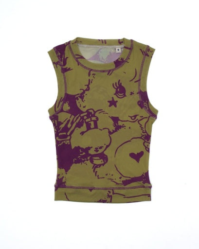 Top Kindness Mesh Tank - Moss