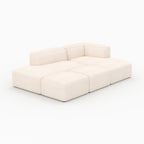 Mina - Canapé Modulable En Velours Côtelé Blanc 4 Places Avec 2 Poufs