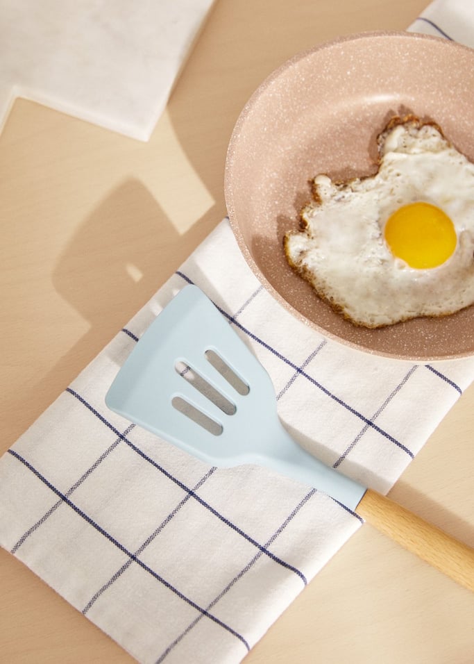 Kitchenware Studio - Ustensiles De Cuisine En Silicone & Bois - Bleu Pastel