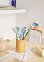Kitchenware Studio - Ustensiles De Cuisine En Silicone & Bois - Bleu Pastel