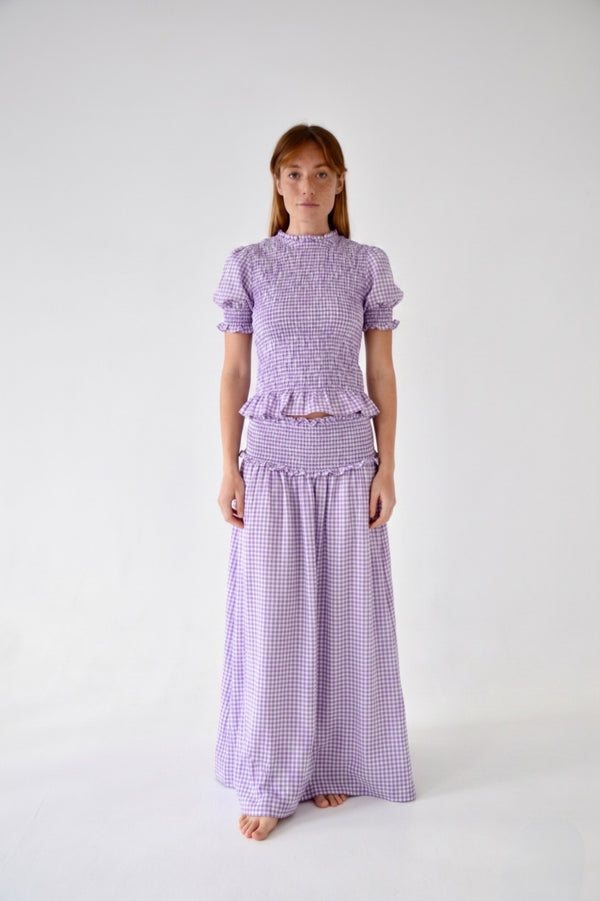 Lea Skirt Lavender Gingham Checks