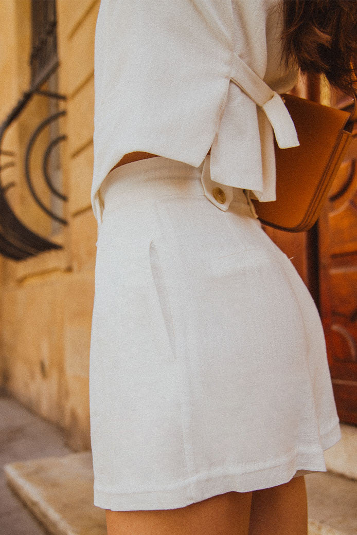 SHORT FRANCESCO LIN VISCOSA BLANCO