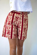 Pantalón Corto Gala Flores Rojo