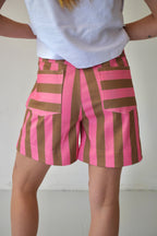 Pantalón Corto Gala Rosa Y Marrón
