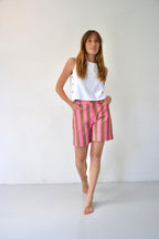Pantalón Corto Gala Rosa Y Marrón