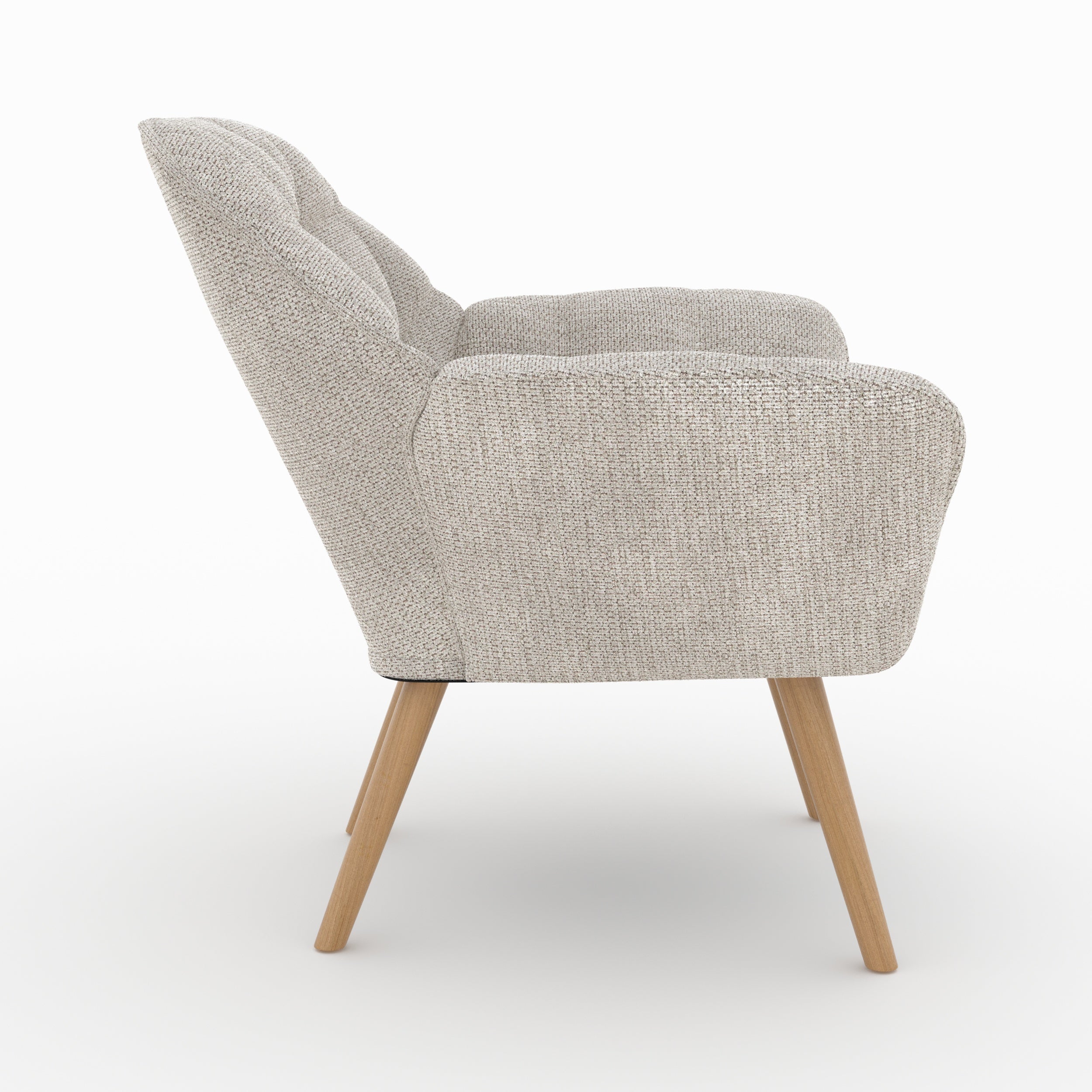 Simba - Fauteuil En Tissu Gris Clair Et Pieds En Bois