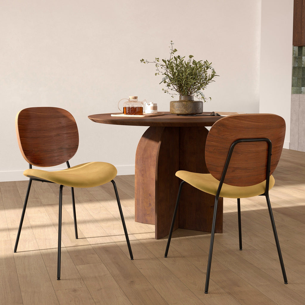 Simone - Lot De 2 Chaises En Velours Jaune Moutarde