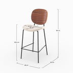 Simone - Lot De 2 Chaises Pour Îlot Central En Tissu Beige