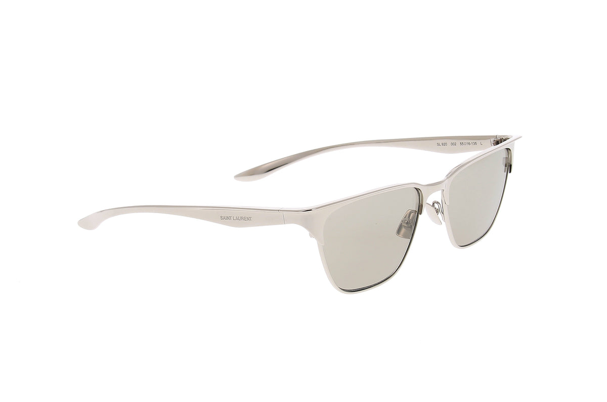 Luxury Eyewear – Okulary Przeciwsłoneczne - Saint Laurent, srebrne okulary przeciwsłoneczne, widok z przodu, na białym tle