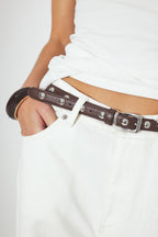 Slim Studded Belt - Brown