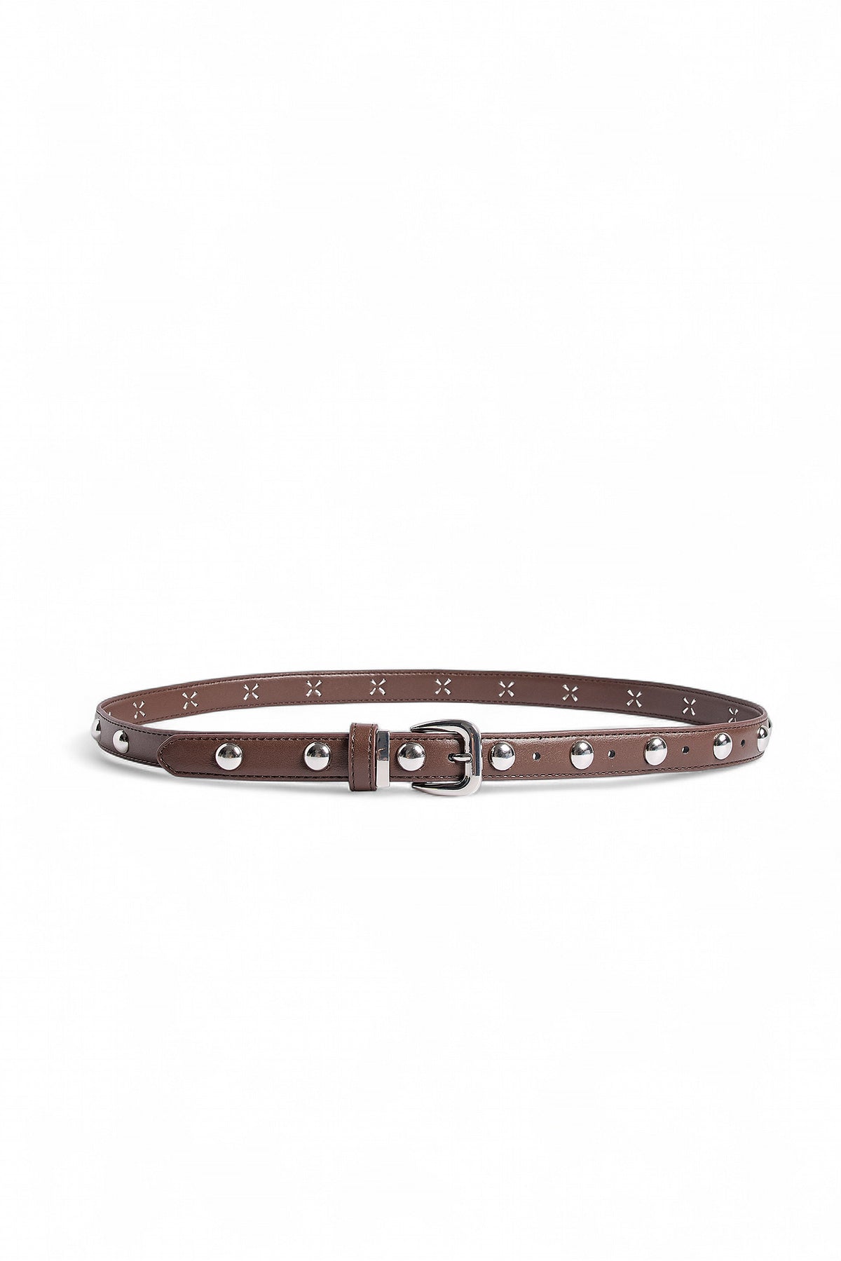 Slim Studded Belt - Brown