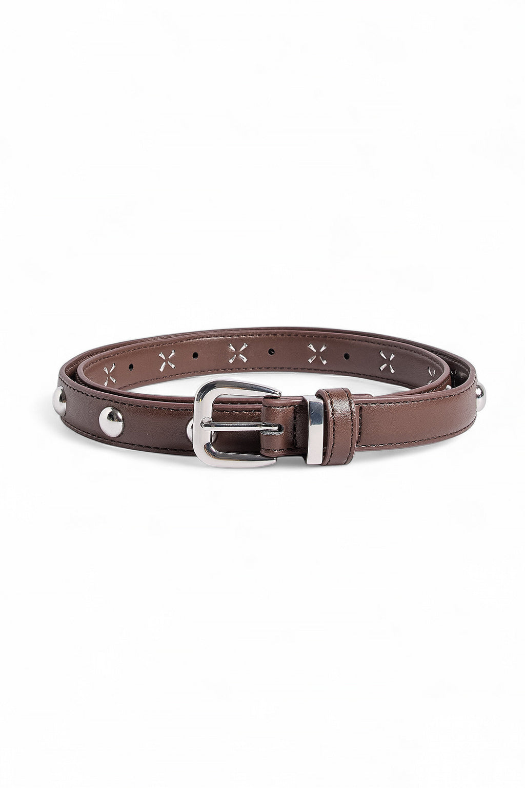 Slim Studded Belt - Brown